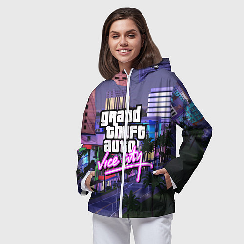 Женская ветровка Grand Theft Auto Vice City / 3D-Белый – фото 3