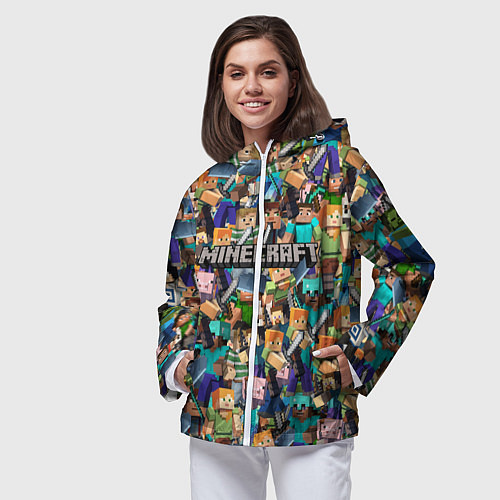 Женская ветровка MINECRAFT ПЕРСОНАЖИ / 3D-Белый – фото 3