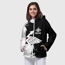 Ветровка с капюшоном женская Войска связи, цвет: 3D-белый — фото 2