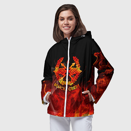 Женская ветровка Войска связи / 3D-Белый – фото 3