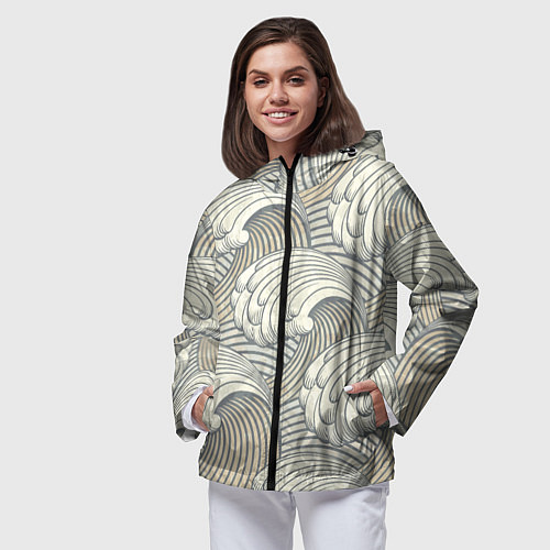 Женская ветровка Арт волны / 3D-Черный – фото 3