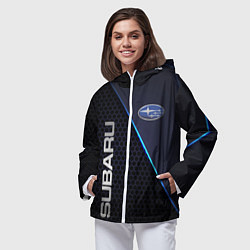 Ветровка с капюшоном женская SUBARU, цвет: 3D-белый — фото 2