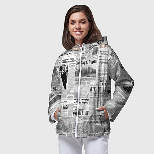 Женская ветровка Газета Newspaper / 3D-Белый – фото 3