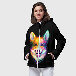 Ветровка с капюшоном женская Корги, цвет: 3D-белый — фото 2