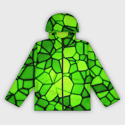 Ветровка с капюшоном женская Зеленая мозаика, цвет: 3D-черный