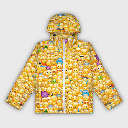 Ветровка с капюшоном женская Смайлики Emoji, цвет: 3D-белый