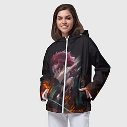 Ветровка с капюшоном женская KIMETSU NO YAIBA, цвет: 3D-белый — фото 2