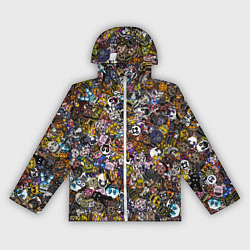 Ветровка с капюшоном женская FNaF стикербомбинг, цвет: 3D-белый