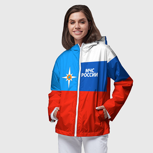 Женская ветровка Флаг МЧС России / 3D-Белый – фото 3