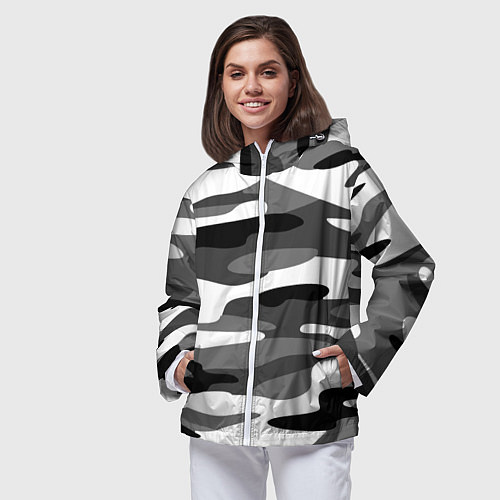 Женская ветровка Камуфляж Sabaton без лого / 3D-Белый – фото 3