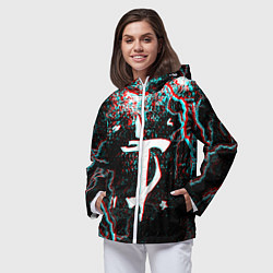Ветровка с капюшоном женская DOOM ETERNAL GLITCH, цвет: 3D-белый — фото 2