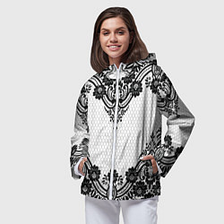 Ветровка с капюшоном женская Кружева, цвет: 3D-белый — фото 2