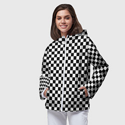 Ветровка с капюшоном женская Шахматка мелкая, цвет: 3D-белый — фото 2