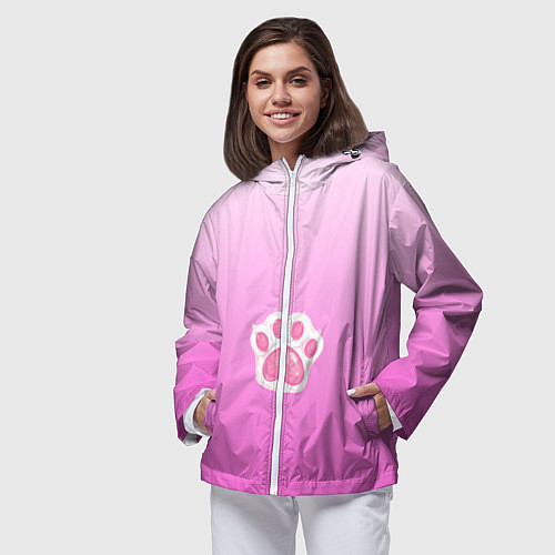 Женская ветровка Розовая лапка с подушечками / 3D-Белый – фото 3