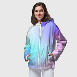 Ветровка с капюшоном женская Небесно голубой градиентный, цвет: 3D-белый — фото 2