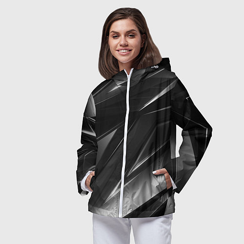 Женская ветровка GEOMETRY STRIPES BLACK & WHITE / 3D-Белый – фото 3