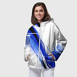 Ветровка с капюшоном женская GEOMETRY STRIPES BLUE, цвет: 3D-белый — фото 2