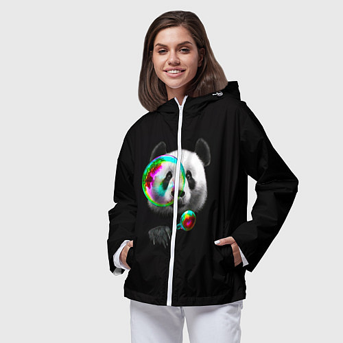 Женская ветровка Панда и мыльный пузырь / 3D-Белый – фото 3
