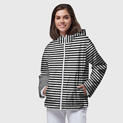 Ветровка с капюшоном женская В ЧЕРНО-БЕЛУЮ ПОЛОСКУ, цвет: 3D-белый — фото 2