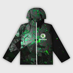 Ветровка с капюшоном женская SKODA, цвет: 3D-белый