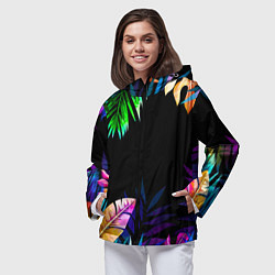 Ветровка с капюшоном женская Тропическая Ночь, цвет: 3D-черный — фото 2