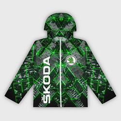 Ветровка с капюшоном женская SKODA, цвет: 3D-белый