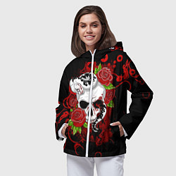 Ветровка с капюшоном женская Череп и змея, цвет: 3D-белый — фото 2