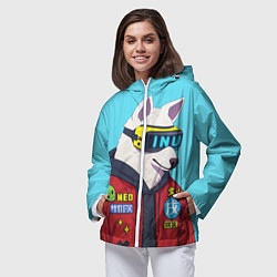 Ветровка с капюшоном женская Кибер Пёс, цвет: 3D-белый — фото 2