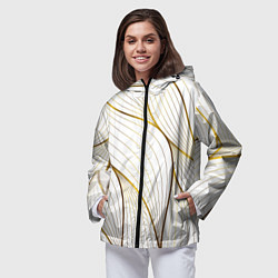 Ветровка с капюшоном женская Белые лепестки, цвет: 3D-черный — фото 2