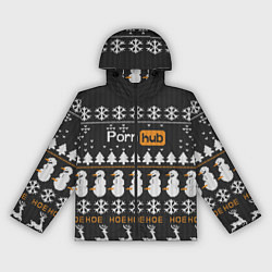 Ветровка с капюшоном женская Christmas PornHub, цвет: 3D-черный