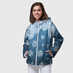 Ветровка с капюшоном женская Снежное Настроенние, цвет: 3D-белый — фото 2