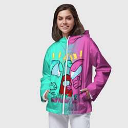 Ветровка с капюшоном женская AMONG US, цвет: 3D-белый — фото 2