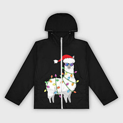 Ветровка с капюшоном женская Рождественская Лама, цвет: 3D-белый