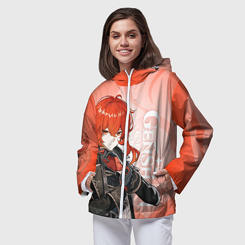 Женская ветровка GENSHIN IMPACT, ДИЛЮК / 3D-Белый – фото 3