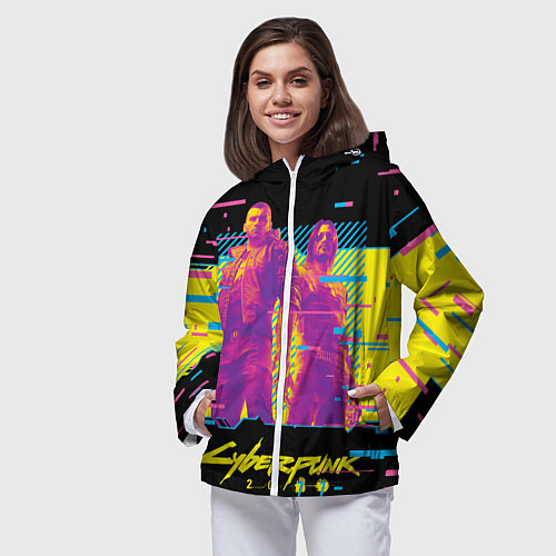 Женская ветровка Cyberpunk 2077 - Взлом системы / 3D-Белый – фото 3