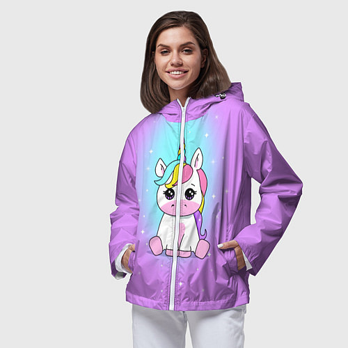 Женская ветровка Единорог / 3D-Белый – фото 3