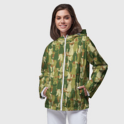 Ветровка с капюшоном женская Камуфляж из котов, цвет: 3D-белый — фото 2