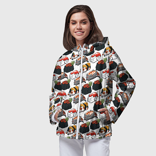 Женская ветровка Котики Суши / 3D-Белый – фото 3