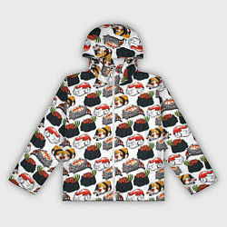 Ветровка с капюшоном женская Котики Суши, цвет: 3D-белый