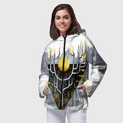 Ветровка с капюшоном женская Графит и золото: дерево жизни, цвет: 3D-черный — фото 2