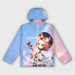 Ветровка с капюшоном женская Genshin Impact, цвет: 3D-белый