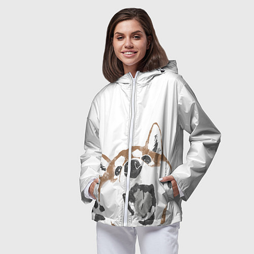 Женская ветровка Shiba Inu / 3D-Белый – фото 3