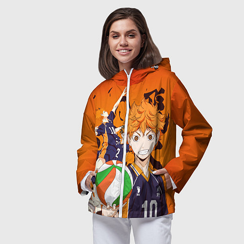 Женская ветровка ВОЛЕЙБОЛ!! HAIKYUU!! / 3D-Белый – фото 3