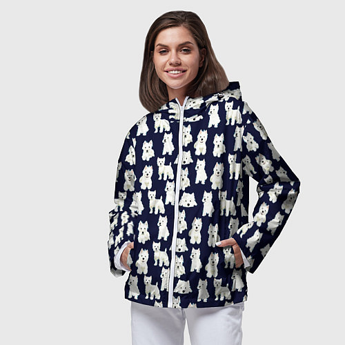 Женская ветровка Собаки Пушистики / 3D-Белый – фото 3