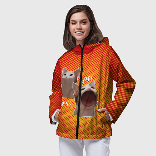 Женская ветровка Cat Pop Мем / 3D-Черный – фото 3