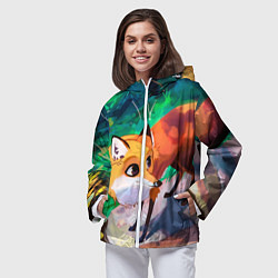 Ветровка с капюшоном женская Лисичка, цвет: 3D-белый — фото 2