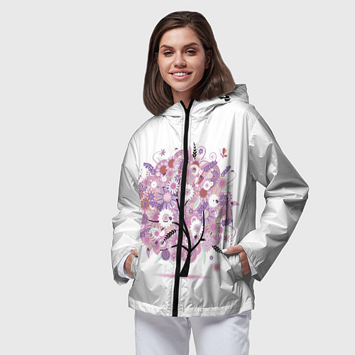 Женская ветровка Цветочное Дерево / 3D-Черный – фото 3