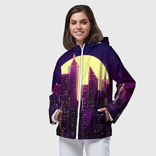 Женская ветровка Неоновый город / 3D-Белый – фото 3