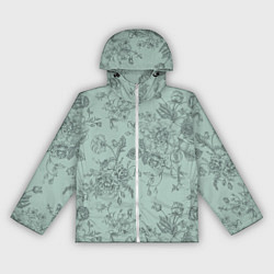 Ветровка с капюшоном женская Пионы и розы, цвет: 3D-белый