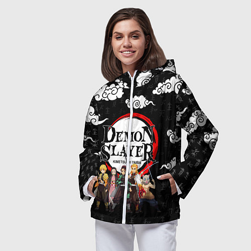 Женская ветровка КЛИНОК, РАССЕКАЮЩИЙ ДЕМОНОВ / 3D-Белый – фото 3